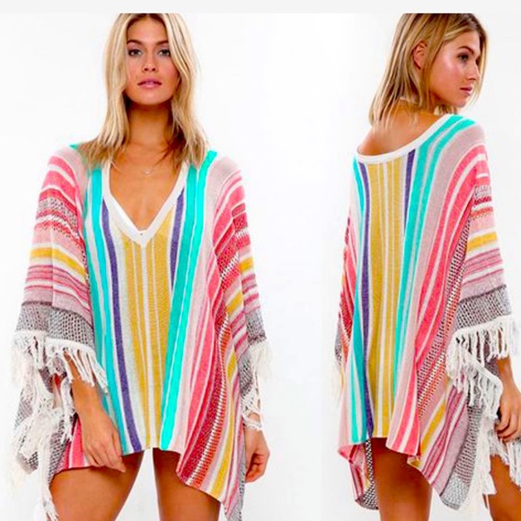 Sweaters - Summer striped Poncho